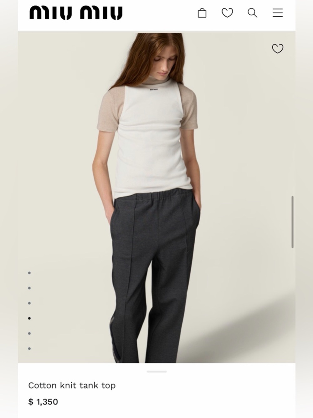 Miu Miu cotton knit tank top